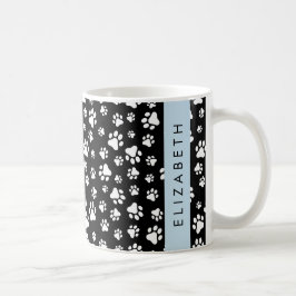 Paw Pattern, Dog Paws, Black and White, Jouw naam Koffiemok