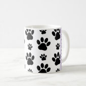 Paw Pattern, Dog Paws, Black and White, Jouw naam Koffiemok (Voorkant rechts)