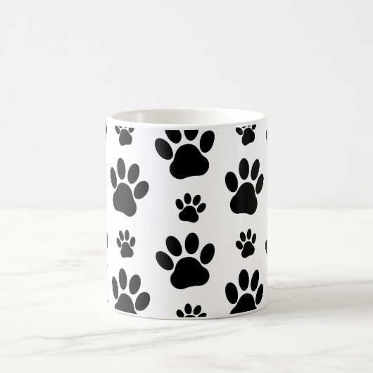 Paw Pattern, Dog Paws, Black and White, Jouw naam Koffiemok (Center)