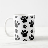 Paw Pattern, Dog Paws, Black and White, Jouw naam Koffiemok (Links)