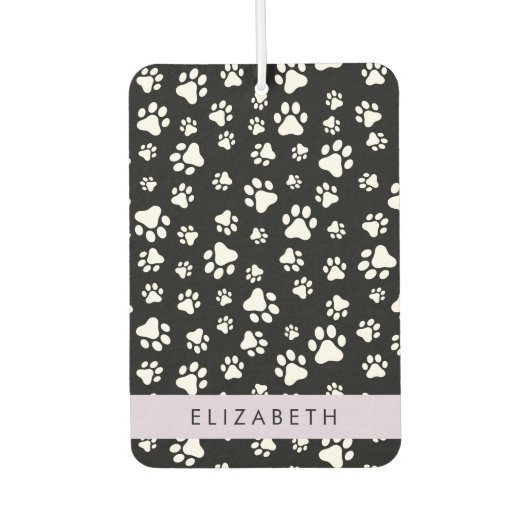 Paw Pattern, Dog Paws, Black and White, Jouw naam Luchtverfrisser (Voorkant)