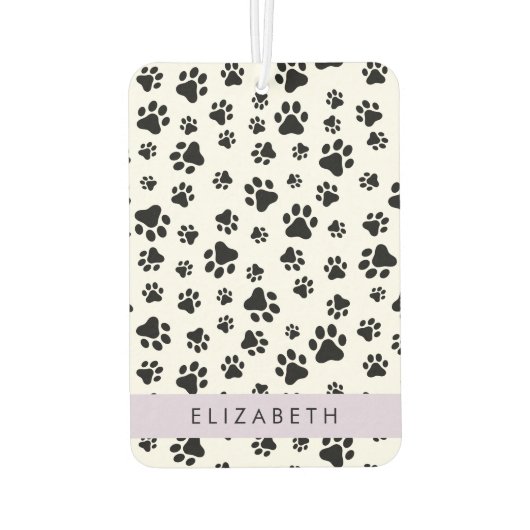 Paw Pattern, Dog Paws, Black and White, Jouw naam Luchtverfrisser (Achterkant)