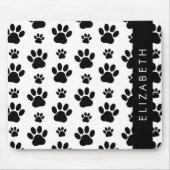 Paw Pattern, Dog Paws, Black and White, Jouw naam Muismat (Voorkant)