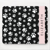 Paw Pattern, Dog Paws, Black and White, Jouw naam Muismat (Voorkant)