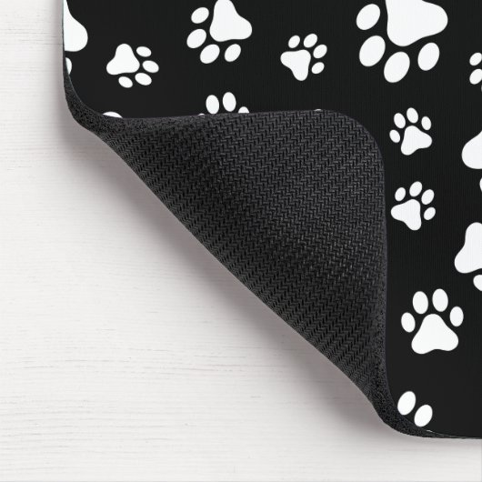 Paw Pattern, Dog Paws, Black and White, Jouw naam Muismat (Hoek)