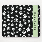 Paw Pattern, Dog Paws, Black and White, Jouw naam Muismat (Voorkant)