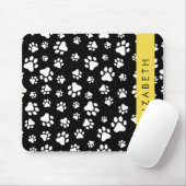 Paw Pattern, Dog Paws, Black and White, Jouw naam Muismat (Met muis)