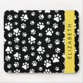 Paw Pattern, Dog Paws, Black and White, Jouw naam Muismat (Voorkant)