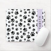 Paw Pattern, Dog Paws, Black and White, Jouw naam Muismat (Met muis)