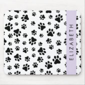 Paw Pattern, Dog Paws, Black and White, Jouw naam Muismat (Voorkant)