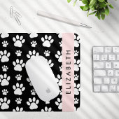 Paw Pattern, Dog Paws, Black and White, Jouw naam Muismat