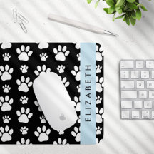 Paw Pattern, Dog Paws, Black and White, Jouw naam