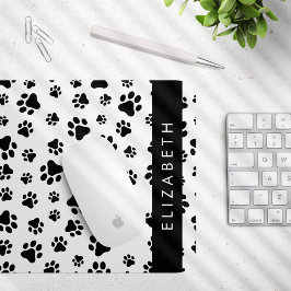 Paw Pattern, Dog Paws, Black and White, Jouw naam Muismat