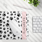 Paw Pattern, Dog Paws, Black and White, Jouw naam Muismat