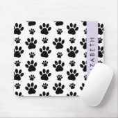 Paw Pattern, Dog Paws, Black and White, Jouw naam Muismat (Met muis)