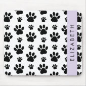 Paw Pattern, Dog Paws, Black and White, Jouw naam Muismat (Voorkant)