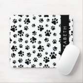 Paw Pattern, Dog Paws, Black and White, Jouw naam Muismat (Met muis)