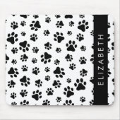 Paw Pattern, Dog Paws, Black and White, Jouw naam Muismat (Voorkant)