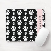 Paw Pattern, Dog Paws, Black and White, Jouw naam Muismat (Met muis)