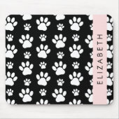 Paw Pattern, Dog Paws, Black and White, Jouw naam Muismat (Voorkant)