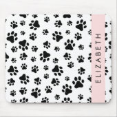 Paw Pattern, Dog Paws, Black and White, Jouw naam Muismat (Voorkant)