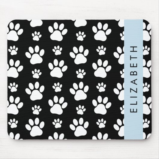 Paw Pattern, Dog Paws, Black and White, Jouw naam Muismat (Voorkant)