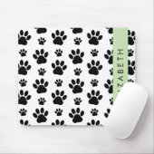 Paw Pattern, Dog Paws, Black and White, Jouw naam Muismat (Met muis)
