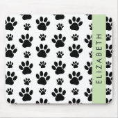 Paw Pattern, Dog Paws, Black and White, Jouw naam Muismat (Voorkant)