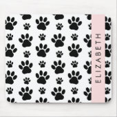 Paw Pattern, Dog Paws, Black and White, Jouw naam Muismat (Voorkant)