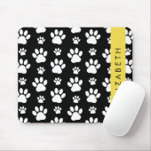Paw Pattern, Dog Paws, Black and White, Jouw naam Muismat (Met muis)