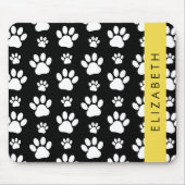 Paw Pattern, Dog Paws, Black and White, Jouw naam Muismat (Voorkant)