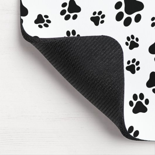 Paw Pattern, Dog Paws, Black and White, Jouw naam Muismat (Hoek)