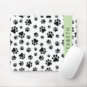 Paw Pattern, Dog Paws, Black and White, Jouw naam Muismat (Met muis)