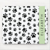 Paw Pattern, Dog Paws, Black and White, Jouw naam Muismat (Voorkant)