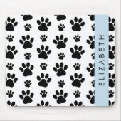 Paw Pattern, Dog Paws, Black and White, Jouw naam Muismat (Voorkant)