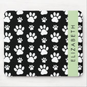 Paw Pattern, Dog Paws, Black and White, Jouw naam Muismat (Voorkant)