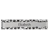 Paw Pattern, Dog Paws, Black and White, Jouw naam Naambordje (Voorkant)