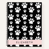 Paw Pattern, Dog Paws, Black and White, Jouw naam Notitieboek (Voorkant)