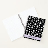Paw Pattern, Dog Paws, Black and White, Jouw naam Notitieboek (Binnen)