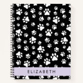 Paw Pattern, Dog Paws, Black and White, Jouw naam Notitieboek (Voorkant)