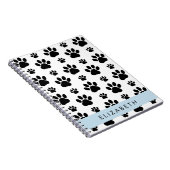 Paw Pattern, Dog Paws, Black and White, Jouw naam Notitieboek (Rechterzijde)