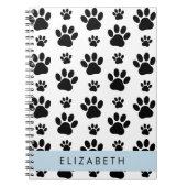 Paw Pattern, Dog Paws, Black and White, Jouw naam Notitieboek (Voorkant)