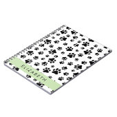 Paw Pattern, Dog Paws, Black and White, Jouw naam Notitieboek (Linkerzijde)