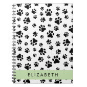 Paw Pattern, Dog Paws, Black and White, Jouw naam Notitieboek (Voorkant)