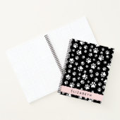 Paw Pattern, Dog Paws, Black and White, Jouw naam Notitieboek (Binnen)