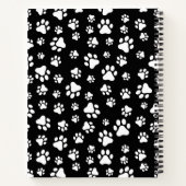 Paw Pattern, Dog Paws, Black and White, Jouw naam Notitieboek (Achterkant)
