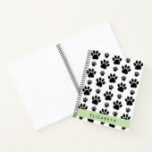 Paw Pattern, Dog Paws, Black and White, Jouw naam Notitieboek (Binnen)