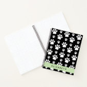 Paw Pattern, Dog Paws, Black and White, Jouw naam Notitieboek (Binnen)