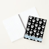 Paw Pattern, Dog Paws, Black and White, Jouw naam Notitieboek (Binnen)