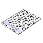 Paw Pattern, Dog Paws, Black and White, Jouw naam Notitieboek (Linkerzijde)